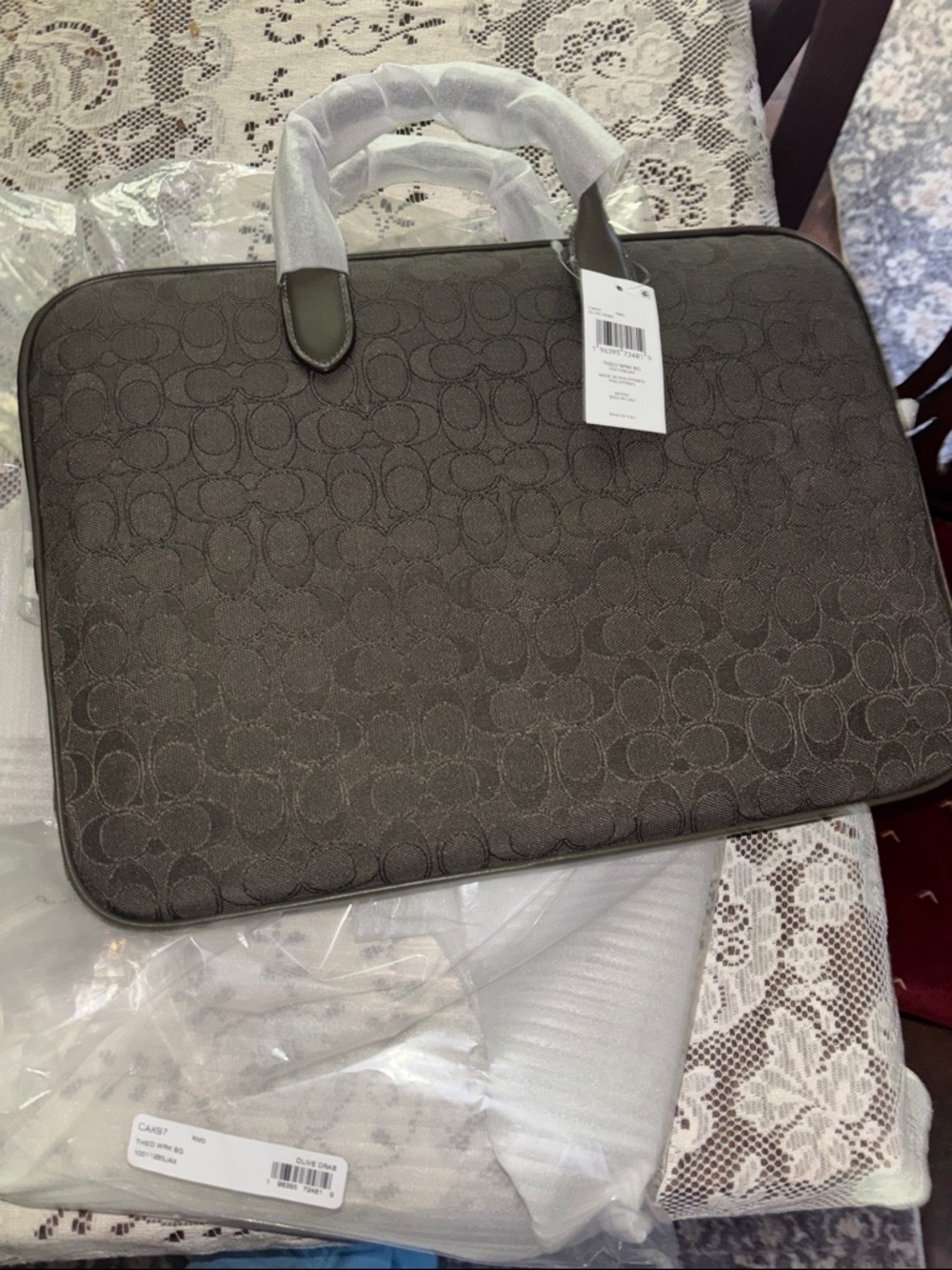Coach 🆕 Olive Signature Laptop Brief case messenger commuter bag - Picture 9 of 9